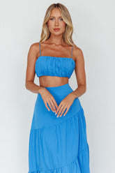 Bondi Gathered Crop Top Sapphire