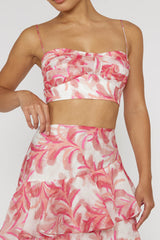 Veda Pleat Crop Top Floral Pink