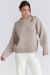 Bear Oatmeal Wool Chunky Knit Sweater