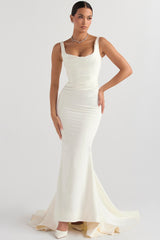 Emilie Off White Satin Mermaid Bridal Gown