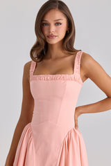 Dorothy Peach Cotton Midi Sundress