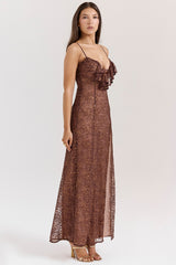 Lucianna Espresso Lace Maxi Dress