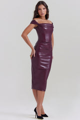 Raven Mulberry Vegan Leather Corset Dress