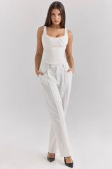 Selma White Pinstripe Boned Corset Top