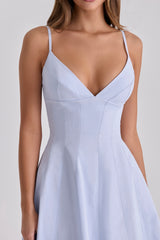 Millie Bluebell Lace Up Cotton Midi Sundress