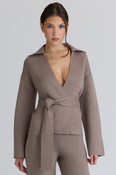 Fallon Taupe Wool Wrap Contour Jacket