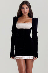 Azaria Black & Vintage Cream Mini Dress