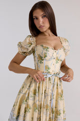 Penelope Lemon Vintage Rose Chiffon Midi Dress
