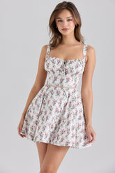 Calia Cream Rose Print Stretch Cotton Mini Dress
