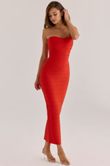 The Sweetheart Saffron Strapless V Waist Bandage Maxi Dress