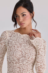 Ellie Vintage Ivory Lace Long Sleeve Bodysuit