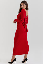 Lourdes Scarlet Cashmere Blend Maxi Skirt