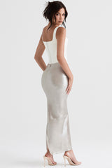 Colette Shimmer Champagne Midi Skirt