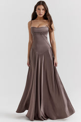Anabella Smoke Lace Up Maxi Dress