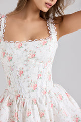 Sade Rose Print Stretch Cotton Mini Dress