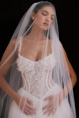 Leone White Ultra Long Soft Tulle Veil