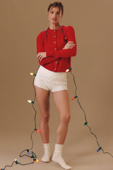 Signature Red Cashmere + Merino Wool Cardigan