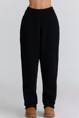 Geena Black Wool Boucle Knit Trousers