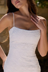 Serenella White Broderie Anglaise Lace Midi Dress