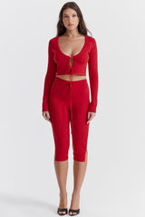 Perla Cherry Ribbed Knit Top