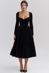 Mademoiselle Black Velvet Tulle Midi Dress + Bolero