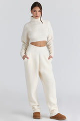 Cheyenne Ivory Cropped Chunky Boucle Wool Knit Sweater