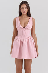 Emmeliette Powder Pink Satin Mini Dress
