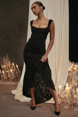 Cesca Black Floral Maxi Dress