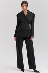Hayden Black Wide Leg High Waist Tailored Trousers