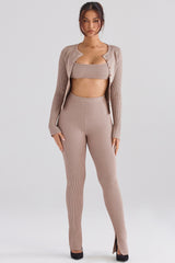 Mitzi Taupe Ribbed Knit Leggings