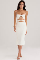 Amalia Ivory Satin Cutout Corset Dress