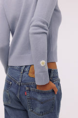 Abbie Bluebell Merino Wool + Cashmere Crew Neck Sweater