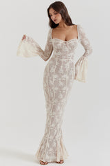 Delilah Vintage Cream Lace Maxi Dress