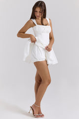 Ophelia White Cotton Mini Dress With Bloomers