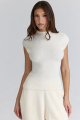 Caia Ivory Wool Boucle Knit Top