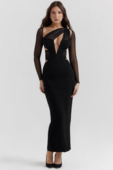 Zahra Black Plunge Maxi Dress