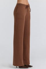 Chelsea Tan Cashmere + Wool Wide Leg Trousers