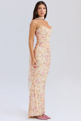 Hallie Honeyflower Print Strapless Corset With Neck Scarf