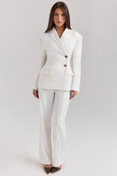 Hayden White Wide Leg High Waist Tailored Trousers