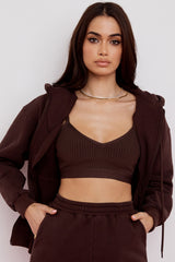 Storm Chocolate Cotton Fleece-Back Zip Through Hoodie