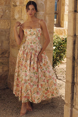 Ysabella Warm Rose Print Cotton Midi Sundress