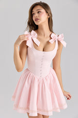 Lyla Pink Stretch Cotton Mini Dress