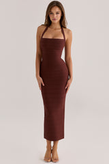 The Silhouette Burnt Sugar Halter Neck Bandage Maxi Dress