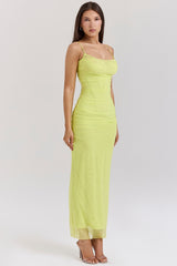 Nalini Acid Lime Corset Maxi Dress