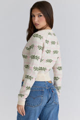 Mistle-Bow All Over Print Wool Cardigan
