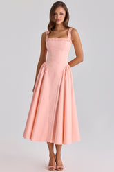 Dorothy Peach Cotton Midi Sundress