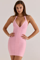 The Contour Lychee Sculpting Halter V Waist Mini Bandage Dress