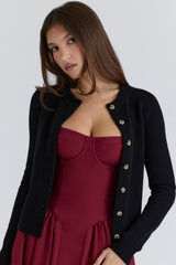 Signature Black Cashmere + Merino Wool Cardigan