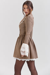 Sable Brown Puppytooth Check Mini Dress