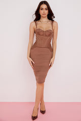Talya Toffee Corset Midi Dress